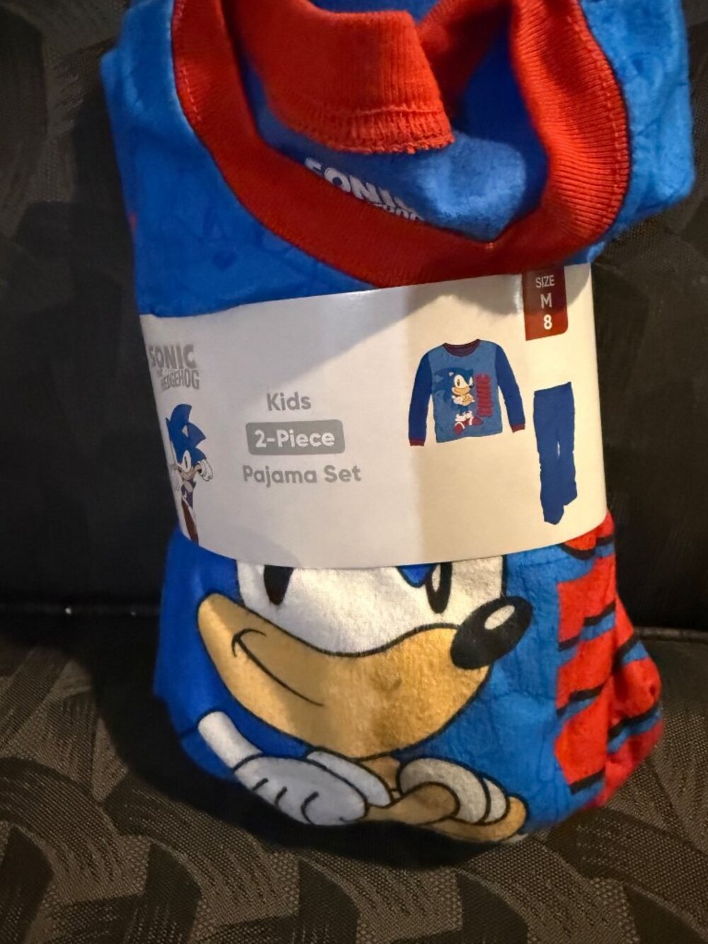 Sonic The Hedgehog Kids 2-Piece Fleece Pajama Set Size Medium Blue & Red Long Sl
